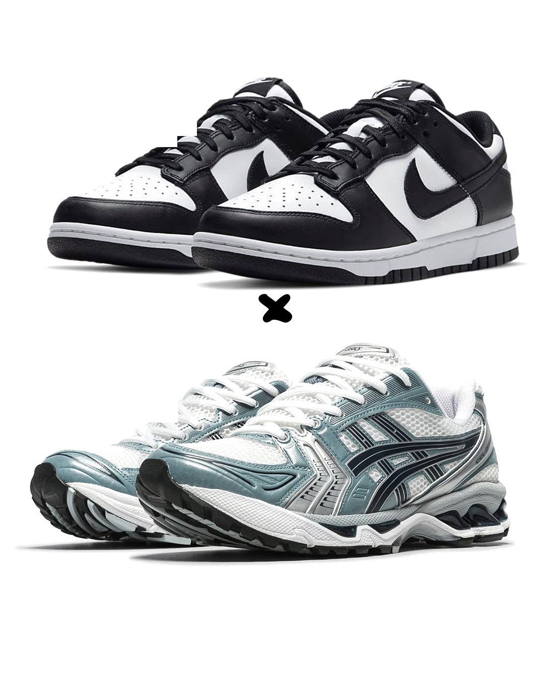 Nike Dunk Low Retro "Panda” X. ASICS Gel-Kayano 14 “White and Silver”